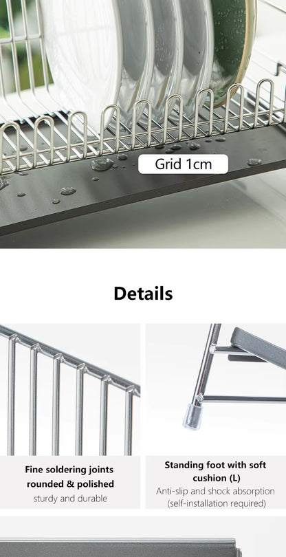 304 stainless steel wire tableware drain, kitchen tableware storage rack, chopstick bowl storage and drainage bracket - Image