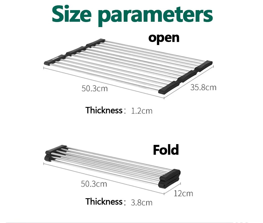 Silicone stainless steel foldable kitchen storage rack, assembly rack, kitchen sink, bowl, cup and drain pipe rack - Image 10