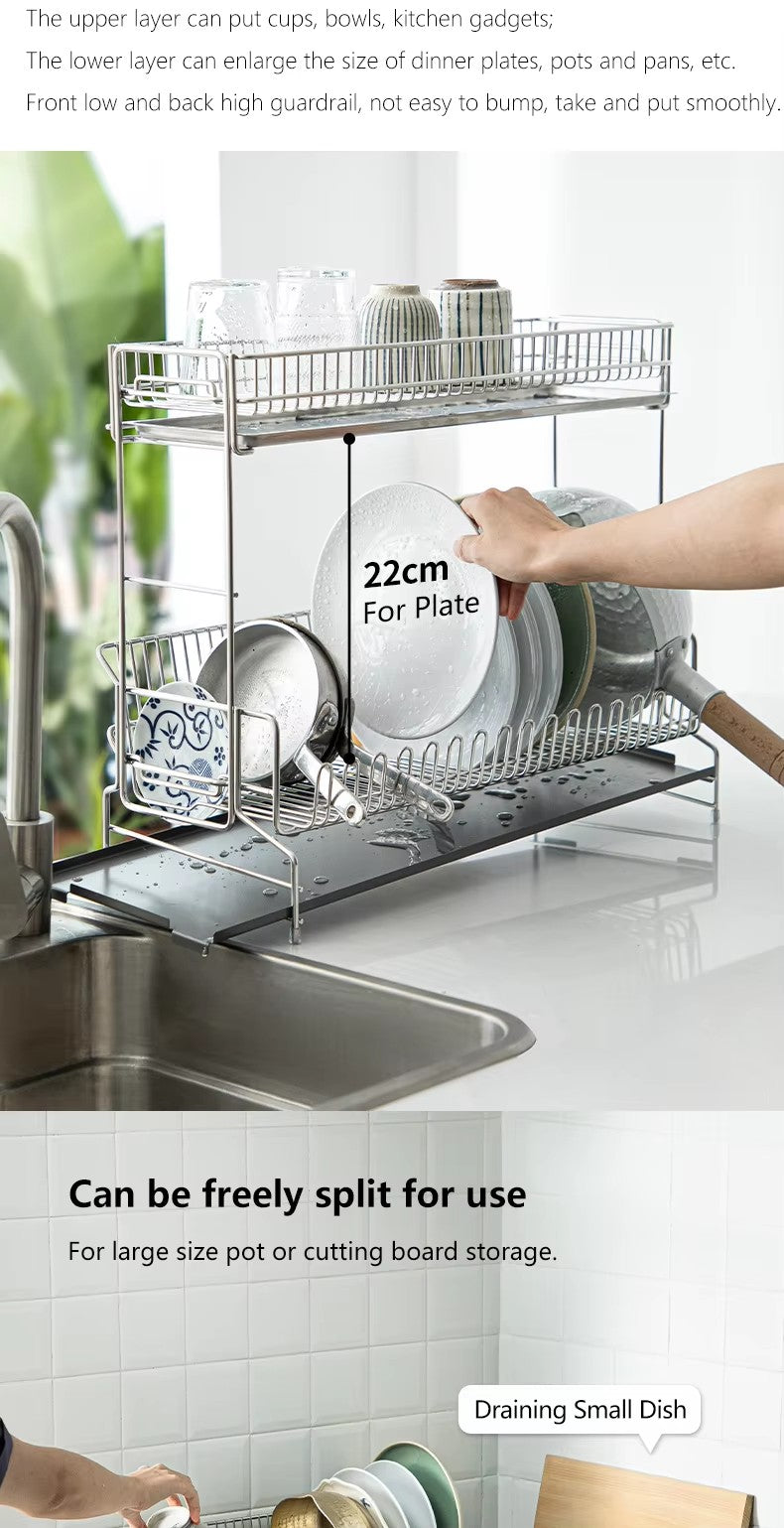 304 stainless steel wire tableware drain, kitchen tableware storage rack, chopstick bowl storage and drainage bracket - Image