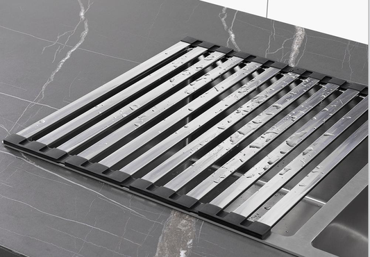 304 Stainless Steel Kitchen Sink Drain Rack, Dish and Plate Holder, Foldable and Telescopic Drain Basket - Image 1