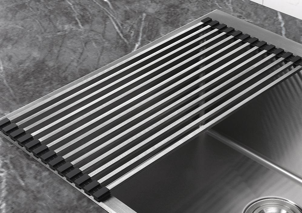 304 stainless steel kitchen sink drain rack square tube dish rack folding fruit vegetable dish filter rack - Image 2