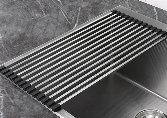 304 stainless steel kitchen sink drain rack square tube dish rack folding fruit vegetable dish filter rack - Image 2