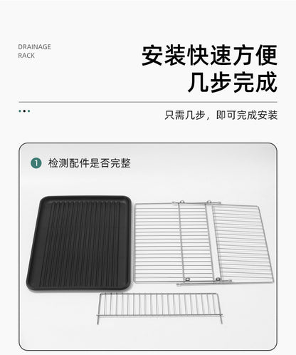 X-shaped draining bowl rack, foldable, thickened, double-layer large draining rack, countertop kitchen dish storage rack - Im