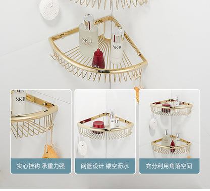 Bathroom triangular storage rack, bathroom net basket corner rack, non-perforated body wash rack, toilet corner storage rack