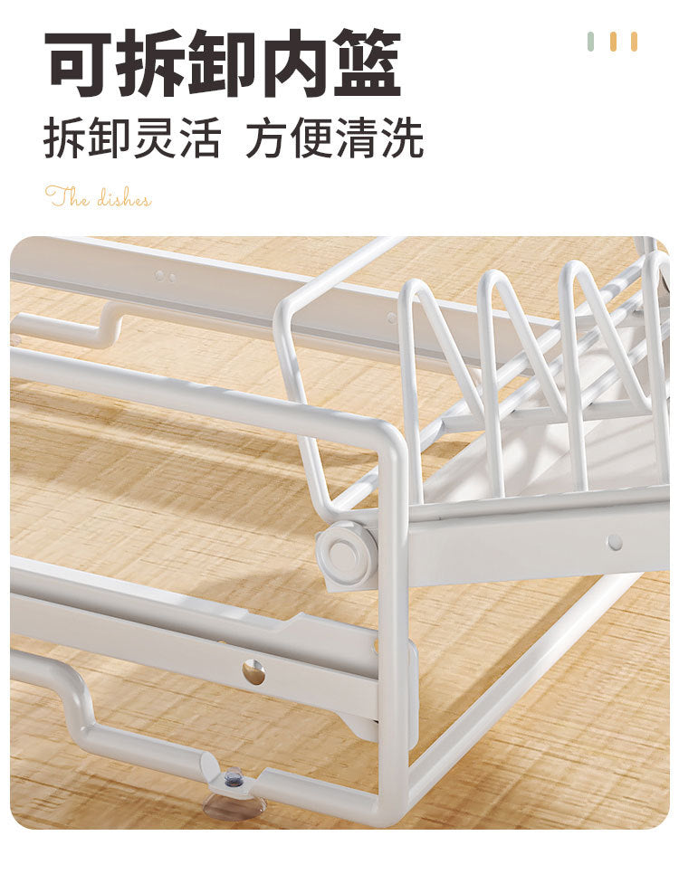 厨房碗碟抽拉收纳架碗盘橱柜拉篮抽屉式放碗水槽沥水碗碟置物架子 - Image 13