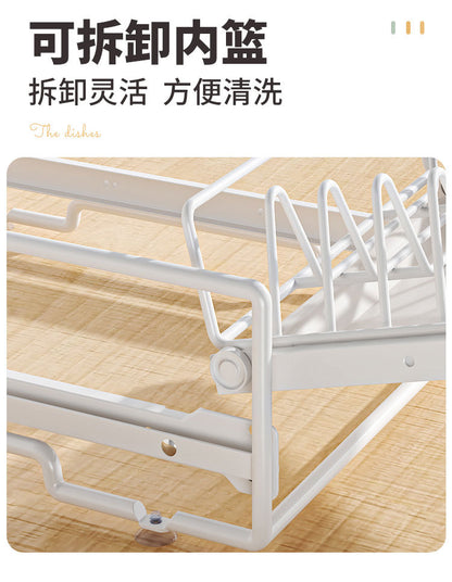 厨房碗碟抽拉收纳架碗盘橱柜拉篮抽屉式放碗水槽沥水碗碟置物架子 - Image 13