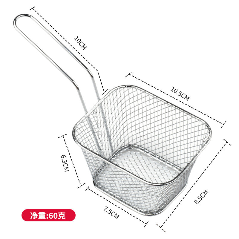 French fries frying basket, mini square filter screen oil sieve food basket, multi-functional snack storage basket