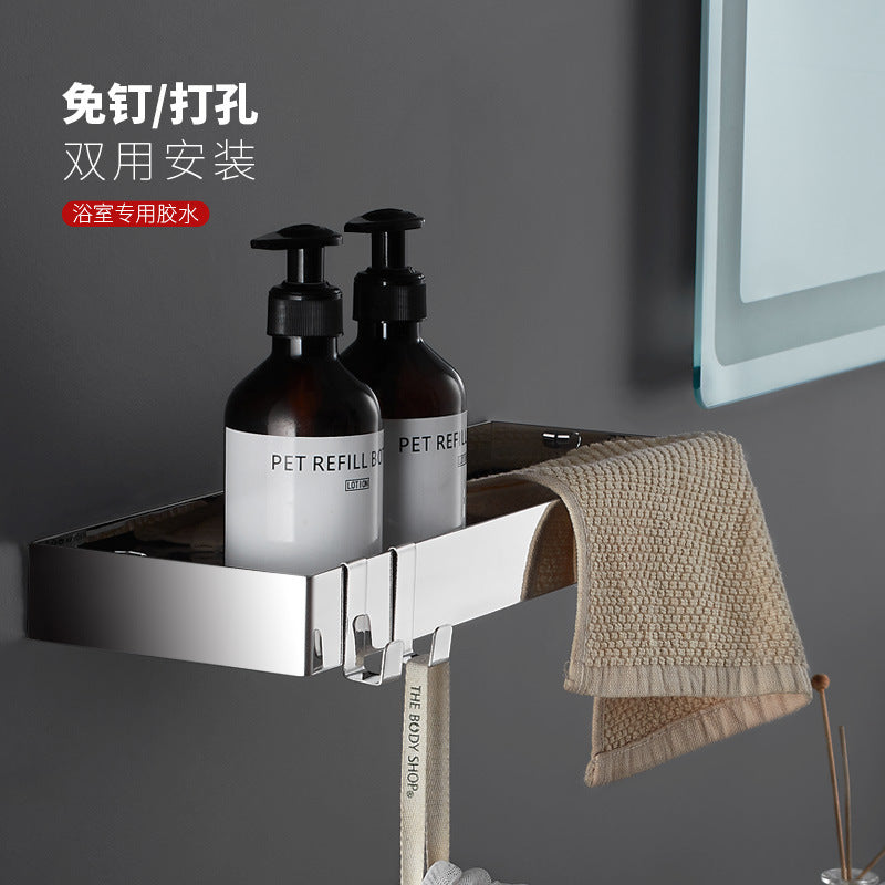 Bathroom shelf bathroom 304 stainless steel washbasin mirror shower room shower gel shelf free of punching