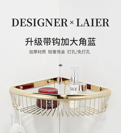 Bathroom triangular storage rack, bathroom net basket corner rack, non-perforated body wash rack, toilet corner storage rack