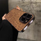 Suitable for Apple iphone17Promax, leather electroplated full cover phone case 15P leopard print ins with built-in lens film