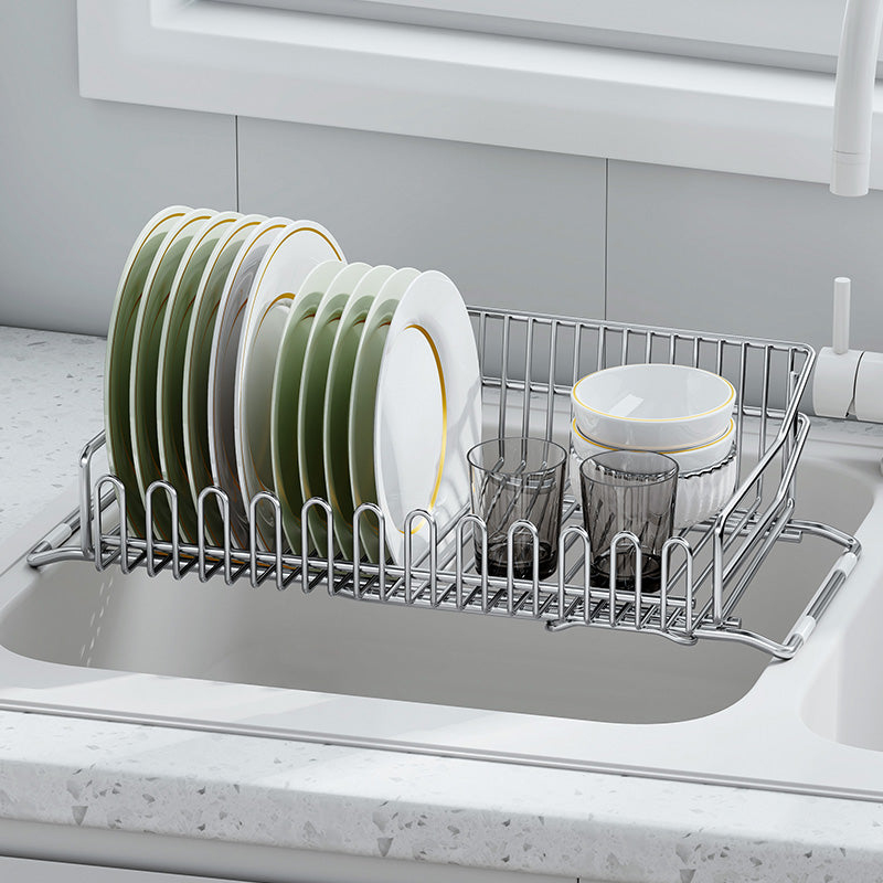304 stainless steel draining basket for kitchen, with extendable design. It serves as a storage rack for dishes and utensils 