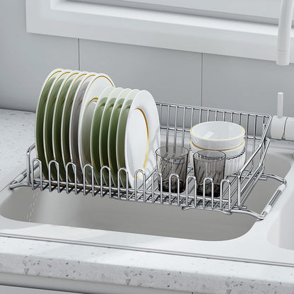 304 stainless steel draining basket for kitchen, with extendable design. It serves as a storage rack for dishes and utensils 