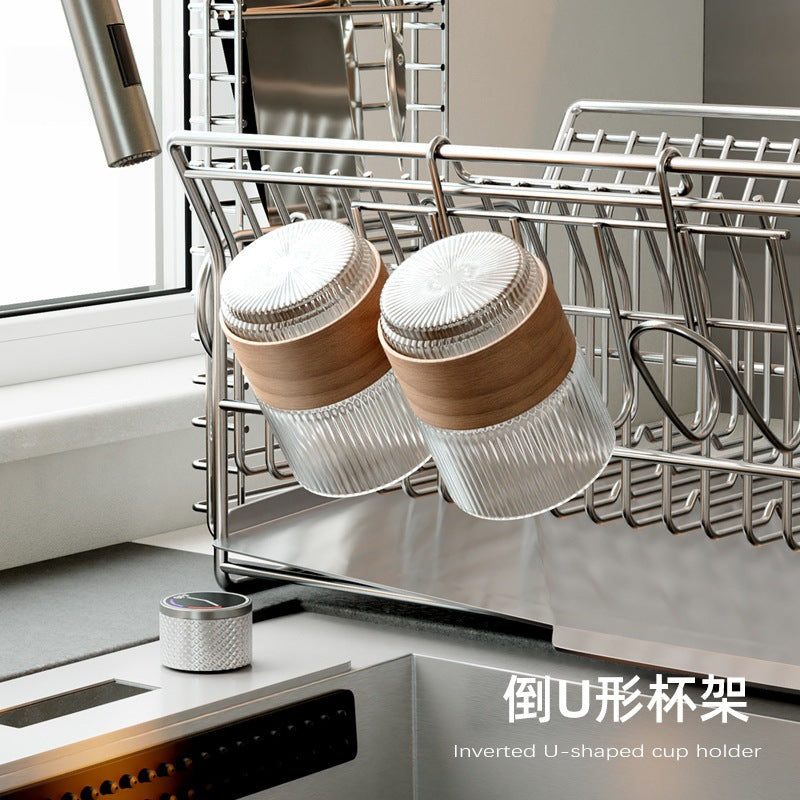 304 stainless steel dish rack, knife storage rack, household countertop, sink, draining rack, kitchen multi-functional storag