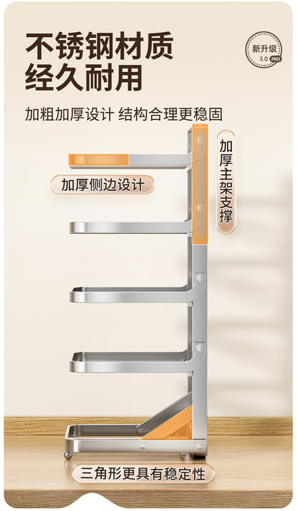 Stainless steel kitchen food preparation rack, no drilling required, wall-mounted vegetable tray, multi-layer hot pot side dish storage rack