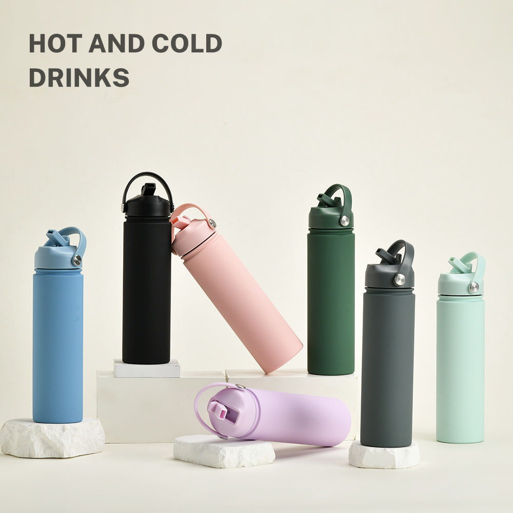 750ml stainless steel water bottle, wide - mouthed portable hand - held bottle, outdoor sports suction nozzle, insulated cup 750ml不锈钢水壶广口便携手提瓶子户外运动吸嘴保温杯 - 保温杯 - Zhongshan Star Trade