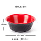 Melamine black and red plastic small bowls, restaurant hot pot seasoning bowls, dipping sauce bowls, canteen rice bowls, breakfast porridge and soup bowls 密胺黑红塑料小碗餐厅饭店火锅调料碗蘸酱碗食堂米饭碗早餐粥汤碗 - 日式餐具 - Zhongshan Star Trade - B350 120*50mm 330ml