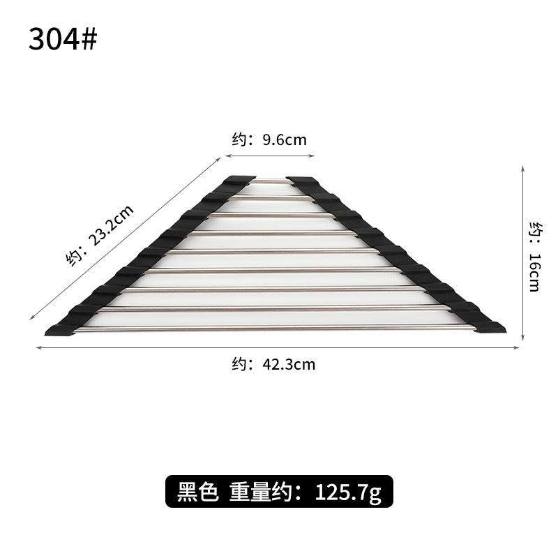 304 stainless steel foldable triangular sink drain rack household kitchen sink filter rack bowl dish storage shelf - Image 2