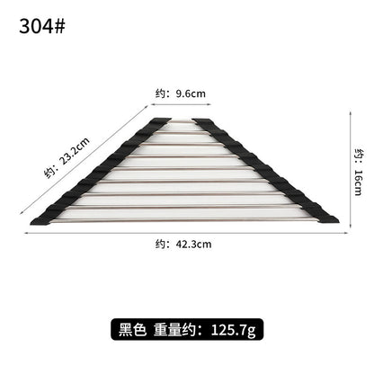 304 stainless steel foldable triangular sink drain rack household kitchen sink filter rack bowl dish storage shelf - Image 2