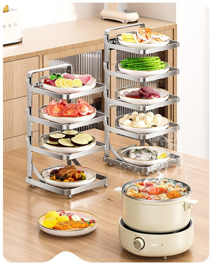 Stainless steel kitchen food preparation rack, no drilling required, wall-mounted vegetable tray, multi-layer hot pot side dish storage rack