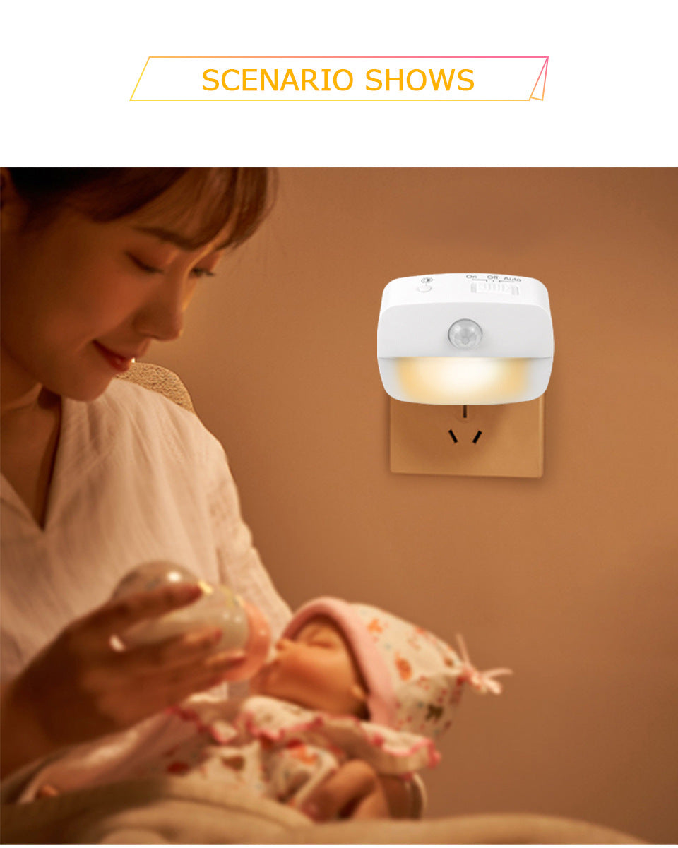 Intelligent human body sensor plug-in night light LED infrared sensor room staircase corridor light PIR night light
