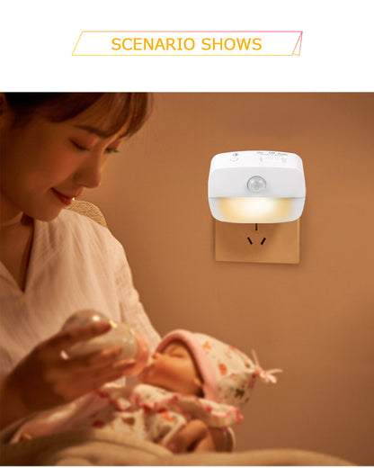 Intelligent human body sensor plug-in night light LED infrared sensor room staircase corridor light PIR night light