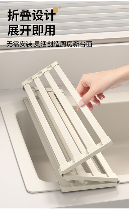 Foldable kitchen drain rack, heat-insulating mat, stainless steel sink, dish drainer, and storage rack - Image 13