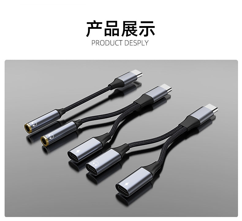 The 2-in-1 multi-functional Tpyec to 3.5mm headphone adapter charging port is suitable for mobile phones and tablets