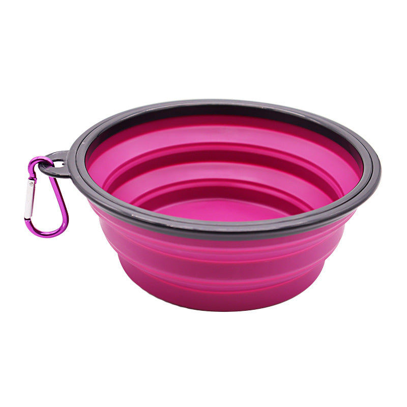 Dog bowl, pet foldable bowl, suitable for cats and dogs, portable pet feeding spray tray, suitable for walking, parking lot and travel, with climbing buckle 狗碗宠物可折叠碗，猫狗可用，便携式宠物喂食喷盘，用于步行停车场旅行，带 登山扣 - 宠物友好型户外用品 - Zhongshan Star Trade - Purple - 黑框带扣2900ml