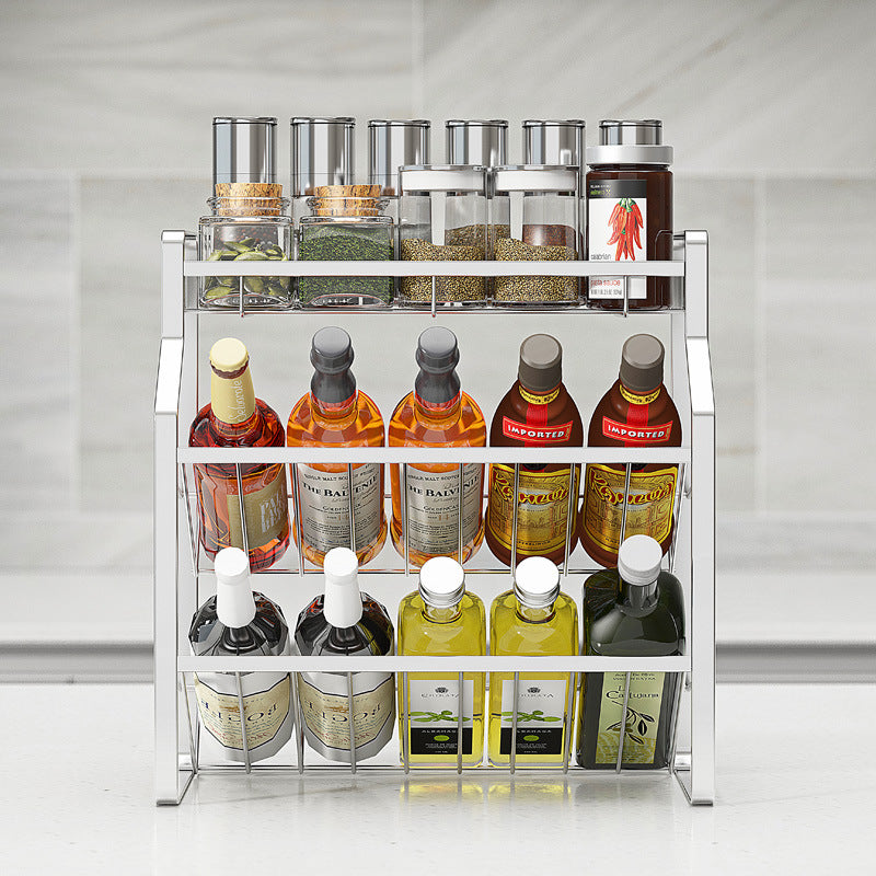 304 stainless steel kitchen condiment storage rack, storing soy sauce bottles, condiment jars, condiment rack countertop - Im
