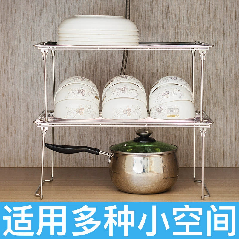 Lower sink storage rack 304 stainless steel cabinet separation storage rack cabinet pot rack freezer multi-layer storage