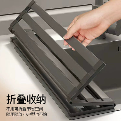 Sink draining rack, 304 stainless steel foldable bowl rack, storage rack, gun grey kitchen countertop storage water filter pa