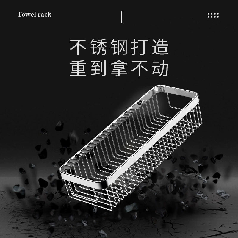 304 stainless steel bathroom storage rack rectangular wall mounted storage mesh basket bathroom shower room washbasin corner rack