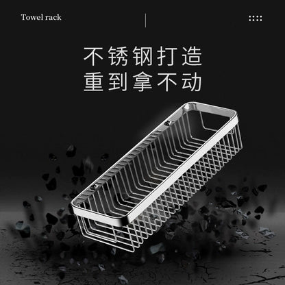 304 stainless steel bathroom storage rack rectangular wall mounted storage mesh basket bathroom shower room washbasin corner rack