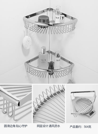 Bathroom triangular storage rack, bathroom net basket corner rack, non-perforated body wash rack, toilet corner storage rack