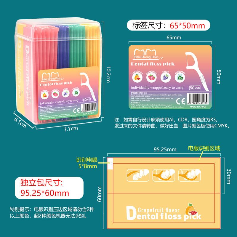 Fruit-flavored dental floss, individual packaging, disposable dental floss sticks
