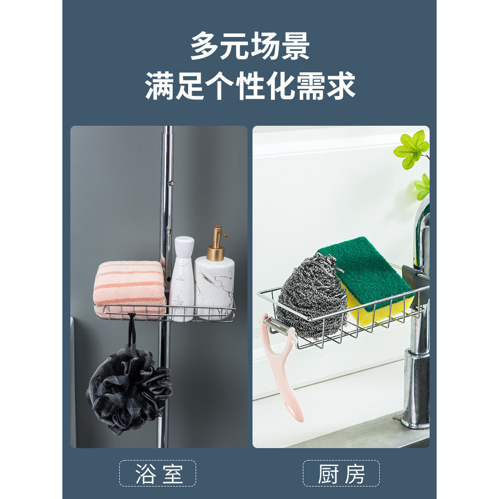 Kitchen multi-functional faucet storage rack, bathroom stainless steel sink rag storage, draining and storage rack - Image 5