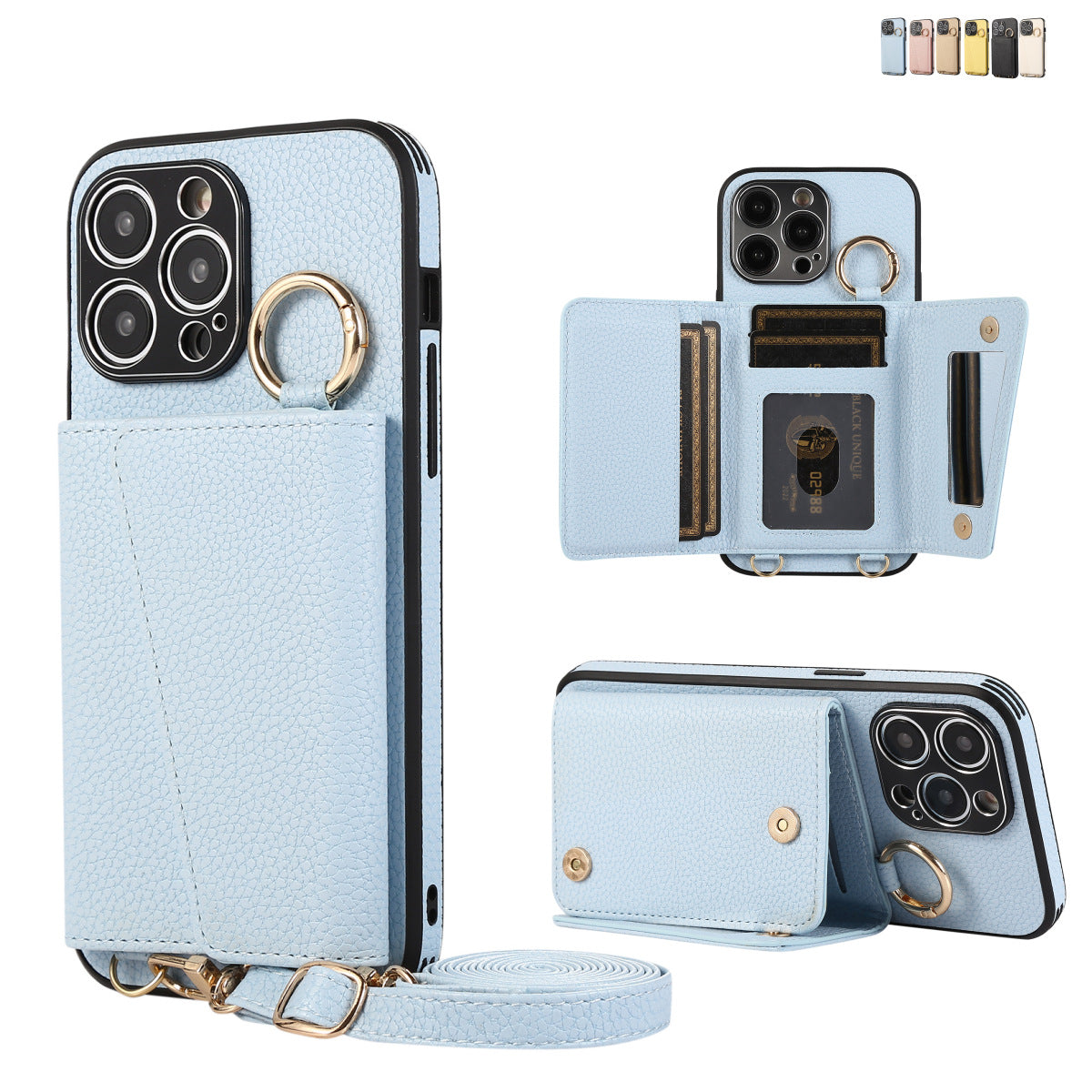 The crossbody lanyard card insert phone case is suitable for the Apple series