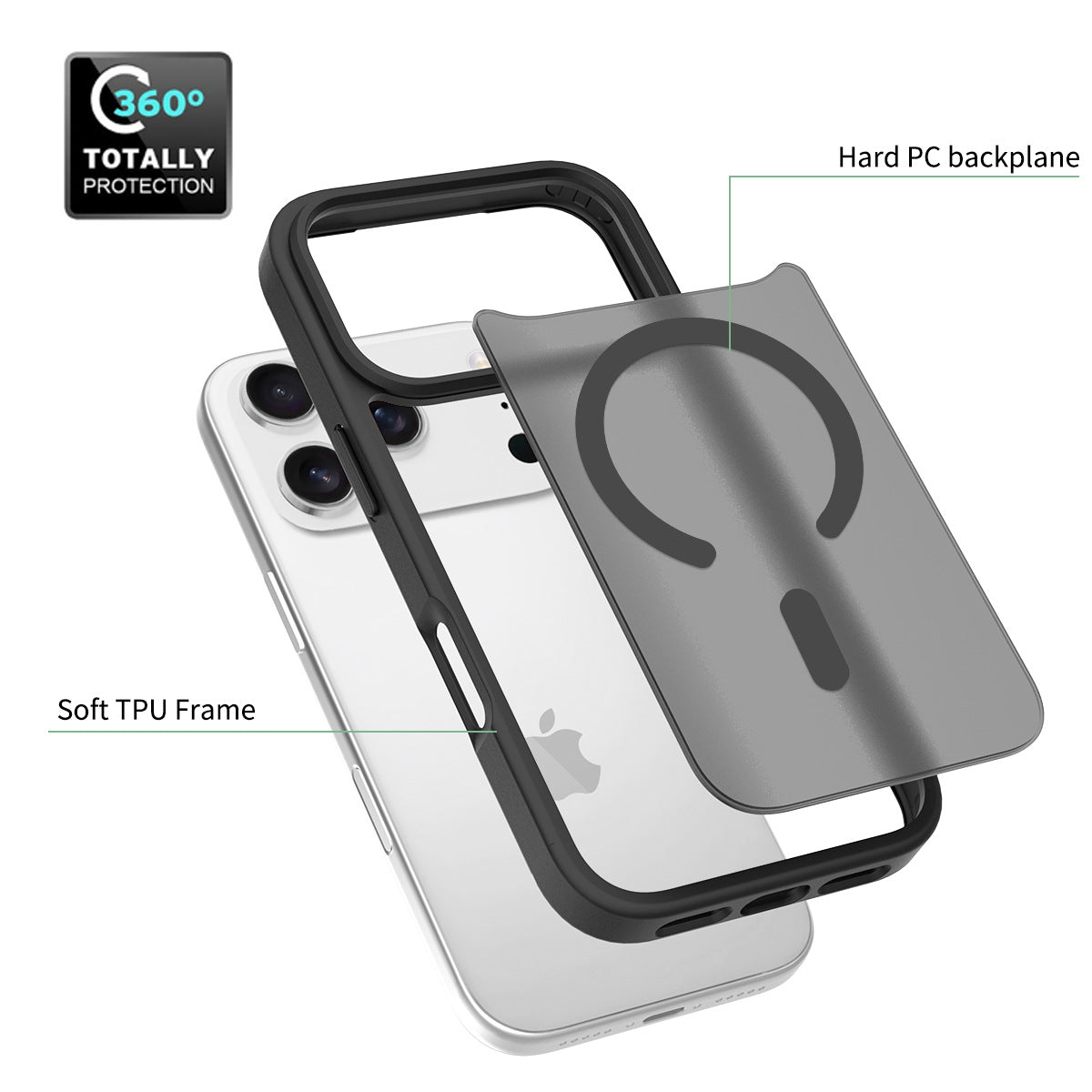 iphone17pm phone case with magnetic matte skin feel 16 shockproof Apple 15promax protective case