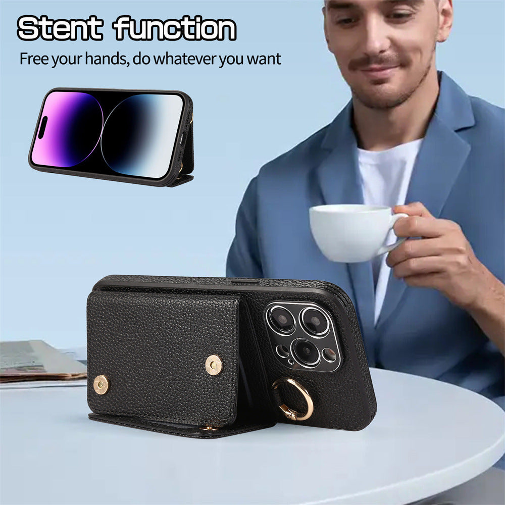 The crossbody lanyard card insert phone case is suitable for the Apple series