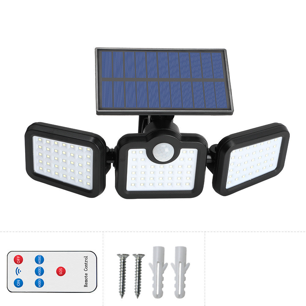 Solar outdoor light 2835LM 106 LED safety light, with remote control, IP65 waterproof, 180° wide-angle floodlight wall lamp, with 4 modes