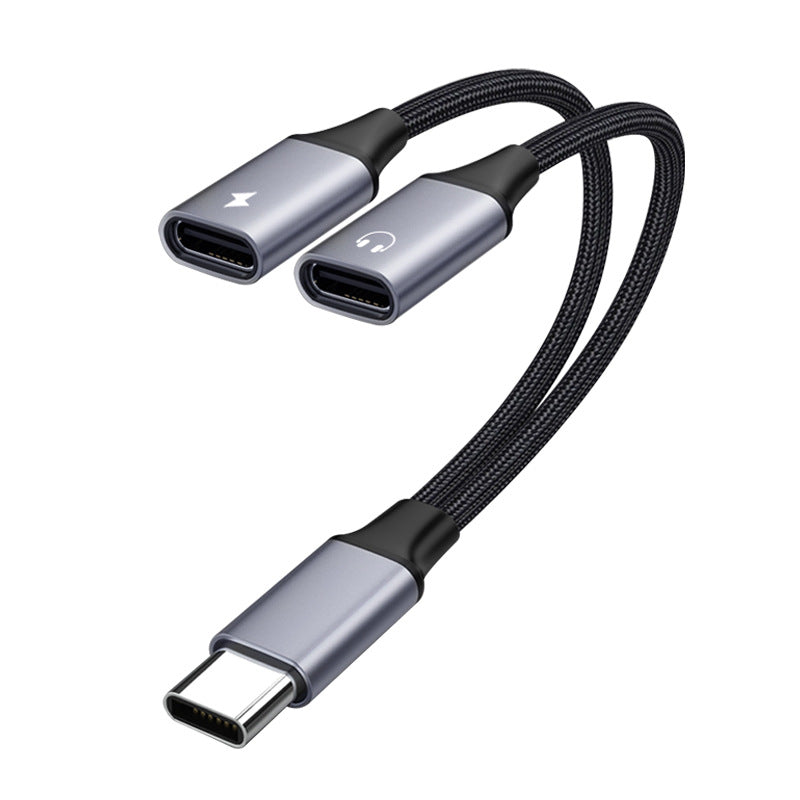 The 2-in-1 multi-functional Tpyec to 3.5mm headphone adapter charging port is suitable for mobile phones and tablets