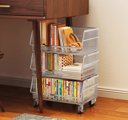 Multi-layered floor-standing household fruit, vegetable and snack storage rack, multi-functional living room trolley