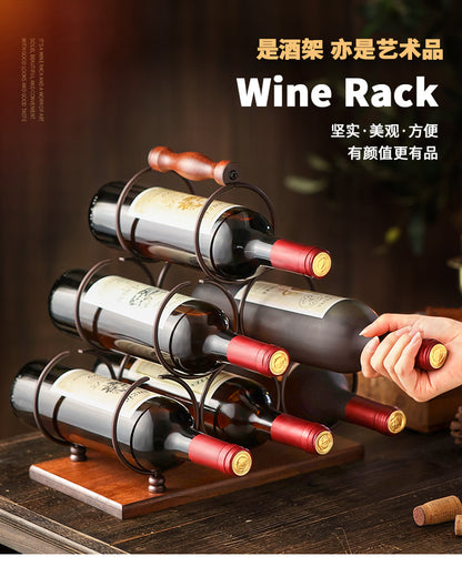 Creative wine rack ornament, solid wood wine rack, upside-down wine glass rack, home living room European style wine cabinet display rack