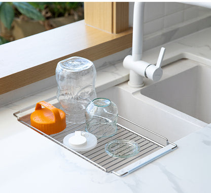 304 stainless steel extendable draining rack, kitchen sink, vegetable basket, dish rack, countertop storage rack - Image 2