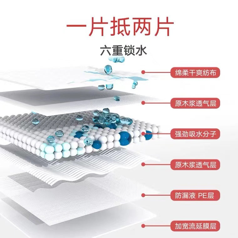 Pet urine pad, urine diaper, dog urine pad, thickened bamboo charcoal back adhesive water-absorbing disposable diaper - Image