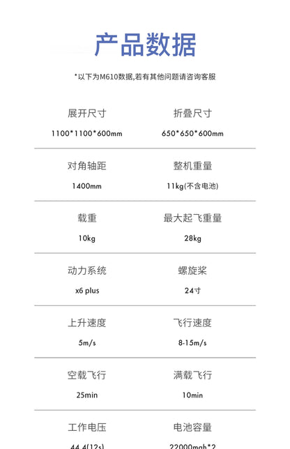 M610 six-axis multi-purpose drone, line-of-sight, beyond-line-of-sight training drone, CAAC examination frame