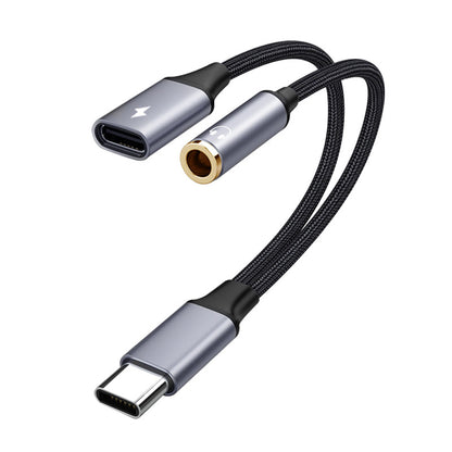 The 2-in-1 multi-functional Tpyec to 3.5mm headphone adapter charging port is suitable for mobile phones and tablets