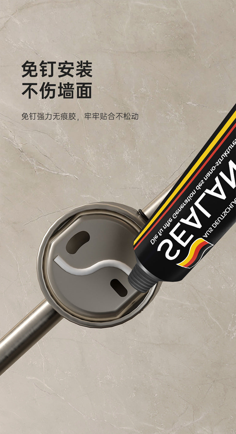 No-drill bathroom towel rack, minimalist and luxurious single bar, washbasin towel bar, trendy gunmetal gray