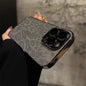Suitable for Apple iphone17Promax, leather electroplated full cover phone case 15P leopard print ins with built-in lens film