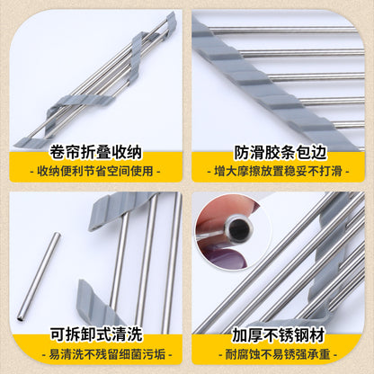 304 stainless steel foldable triangular sink drain rack household kitchen sink filter rack bowl dish storage shelf - Image 9